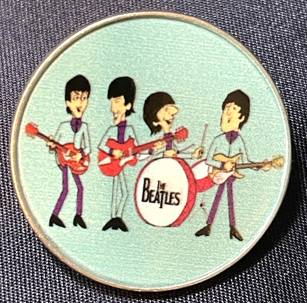 NWOT The Beatles Green Lapel Pin Retro Cartoon Band Music Dance Rock & Roll